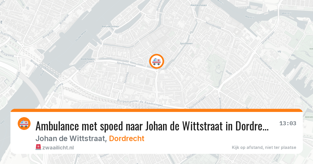 Ambulance met spoed naar Johan de Wittstraat in Dordrecht — 13 mrt 2026