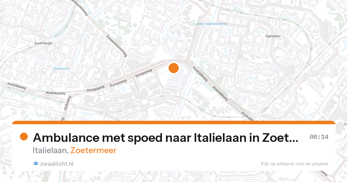 Ambulance met spoed naar Italielaan in Zoetermeer — 26 aug 2026