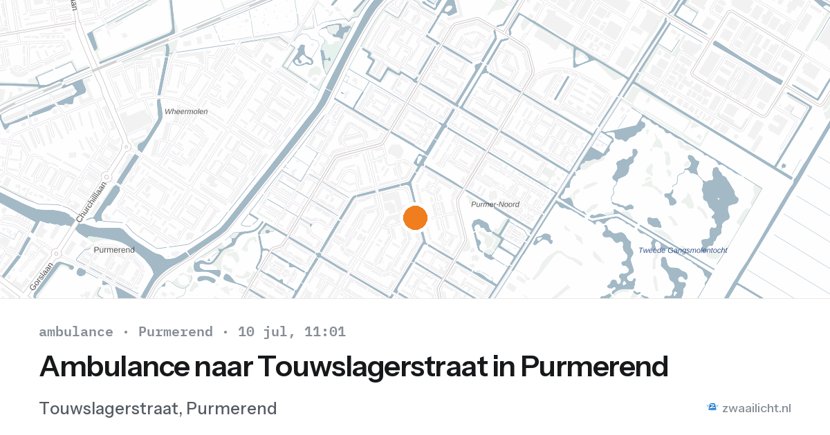 Ambulance naar Touwslagerstraat in Purmerend — 10 jul 2026