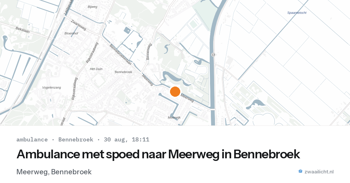 Ambulance met spoed naar Meerweg in Bennebroek — 30 aug 2026