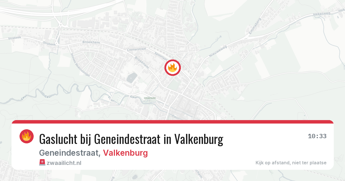 Gaslucht bij Geneindestraat in Valkenburg — 9 mrt 2026