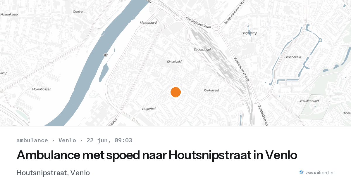 Ambulance met spoed naar Houtsnipstraat in Venlo — 22 jun 2026