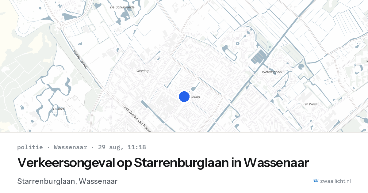 Verkeersongeval op Starrenburglaan in Wassenaar — 29 aug 2026
