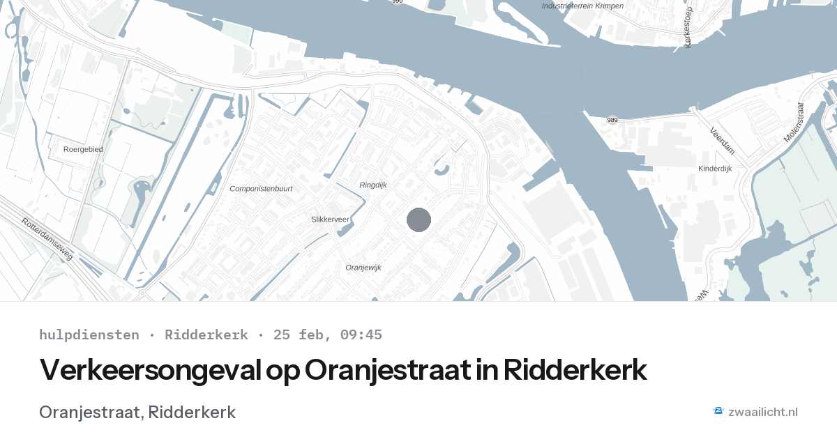 Verkeersongeval op Oranjestraat in Ridderkerk — 25 feb 2026