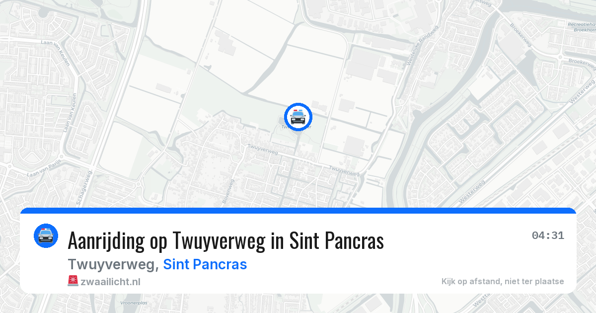 Aanrijding op Twuyverweg in Sint Pancras — 7 jun 2026