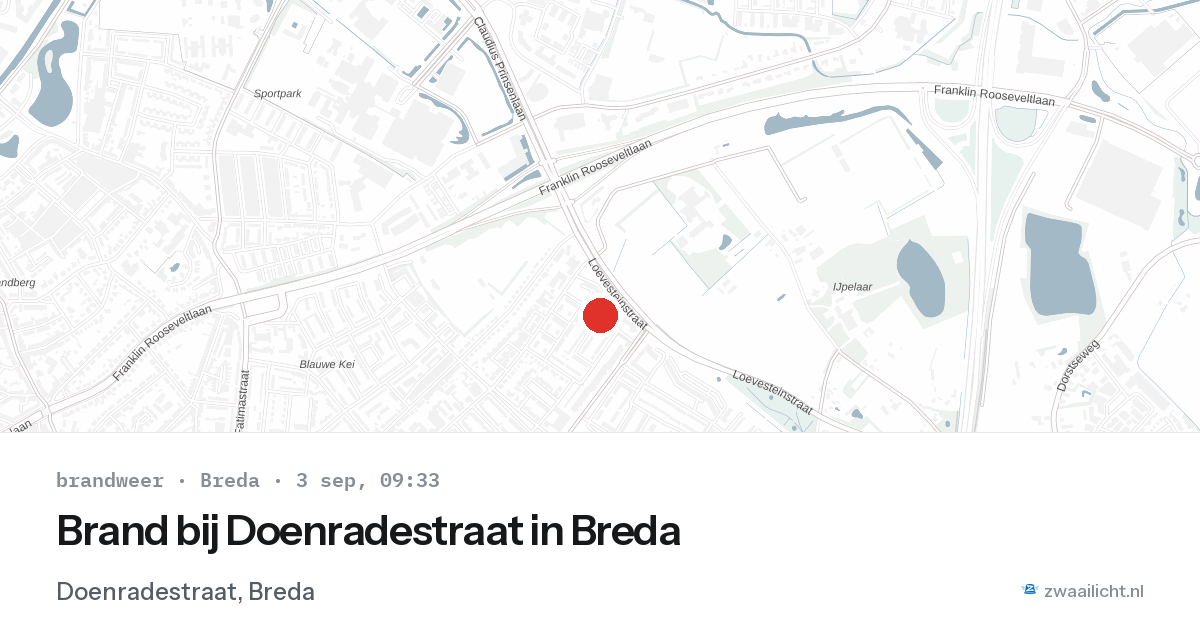 Brand bij Doenradestraat in Breda — 3 sep 2026