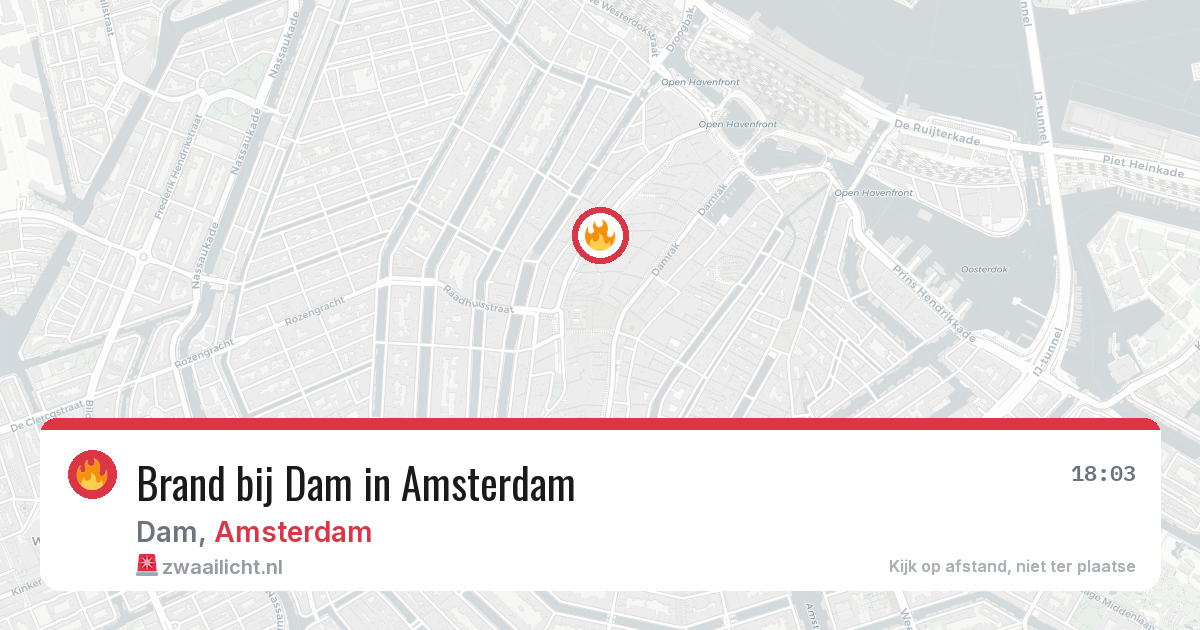 Brand bij Dam in Amsterdam — 28 mrt 2026