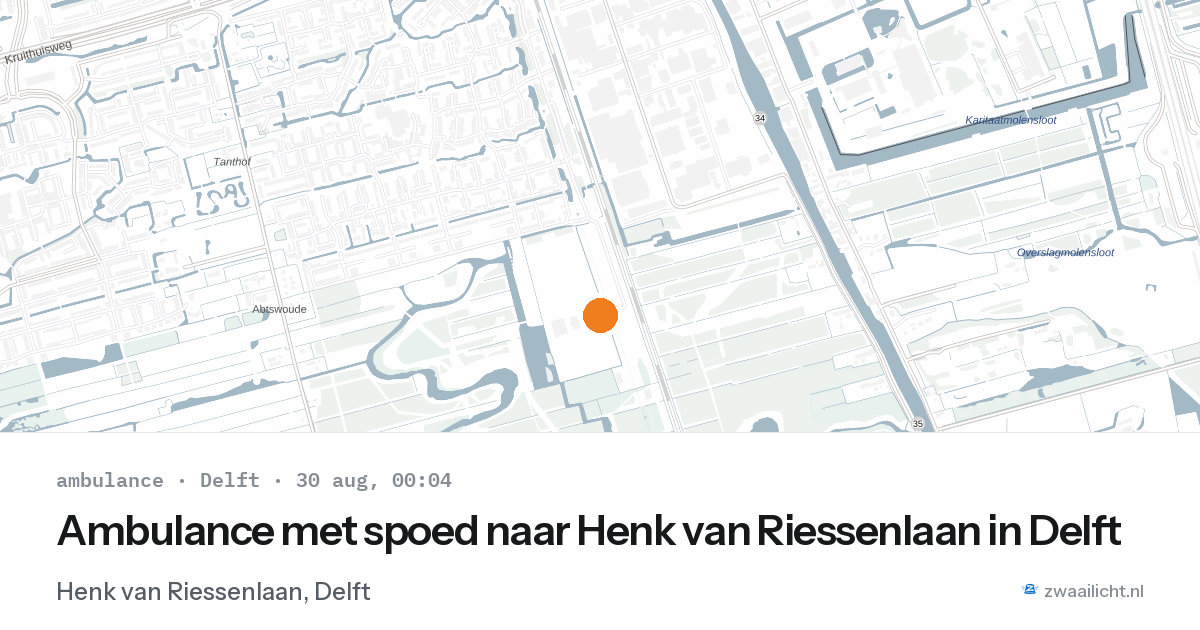 Ambulance met spoed naar Henk van Riessenlaan in Delft — 29 aug 2026