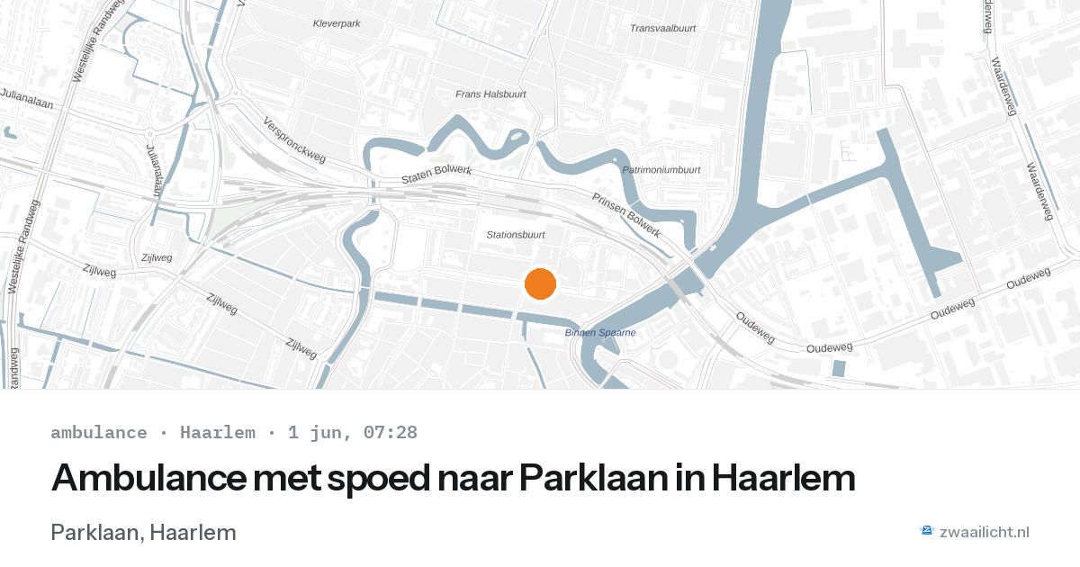 Ambulance met spoed naar Parklaan in Haarlem — 1 jun 2026