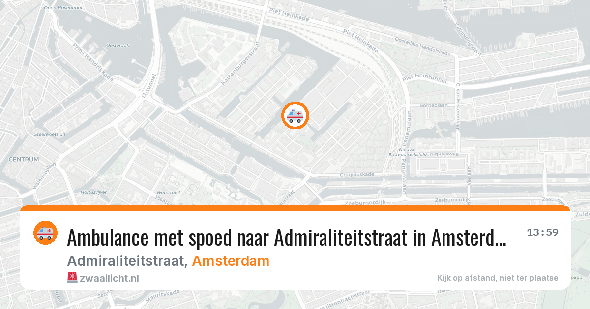 Ambulance met spoed naar Admiraliteitstraat in Amsterdam — 29 jul 2026