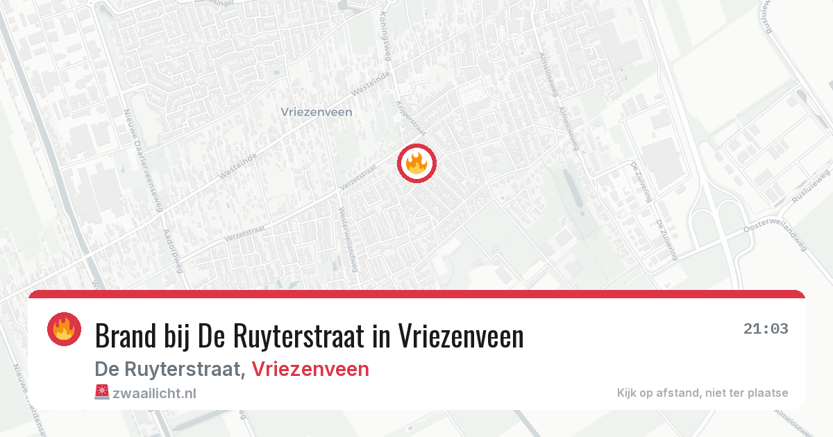 Brand bij De Ruyterstraat in Vriezenveen — 20 jun 2026