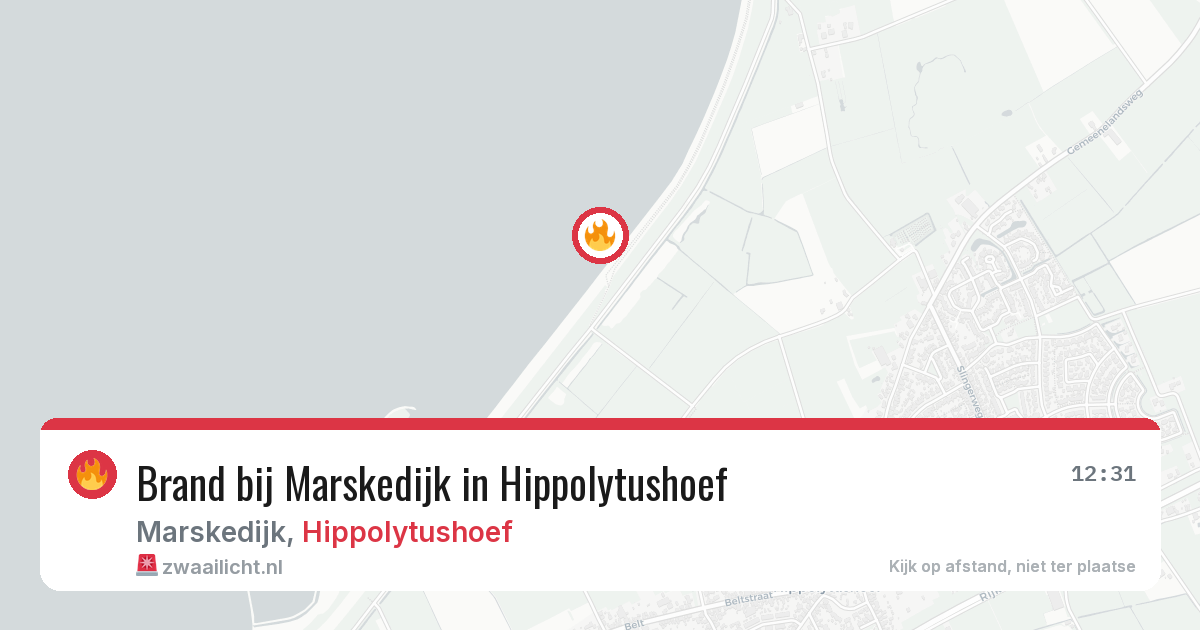 Brand bij Marskedijk in Hippolytushoef — 12 aug 2026