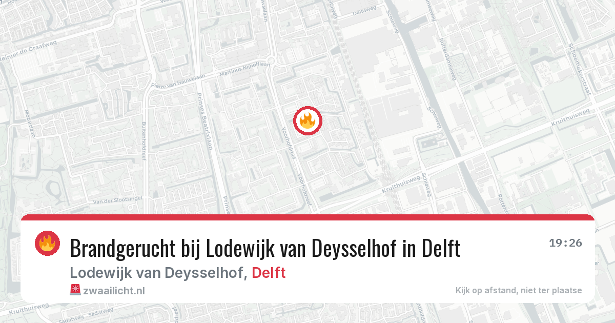 Brandgerucht bij Lodewijk van Deysselhof in Delft — 9 jun 2026