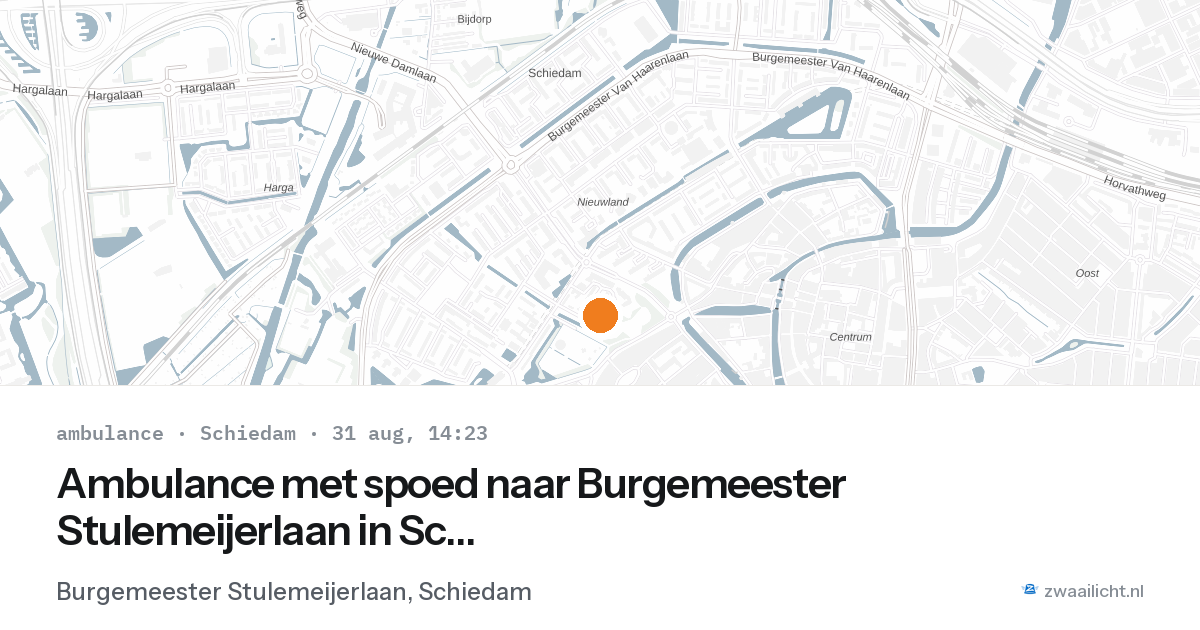 Ambulance met spoed naar Burgemeester Stulemeijerlaan in Schiedam — 31 aug 2026