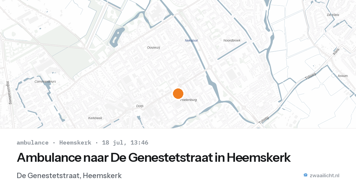 Ambulance naar De Genestetstraat in Heemskerk — 18 jul 2026