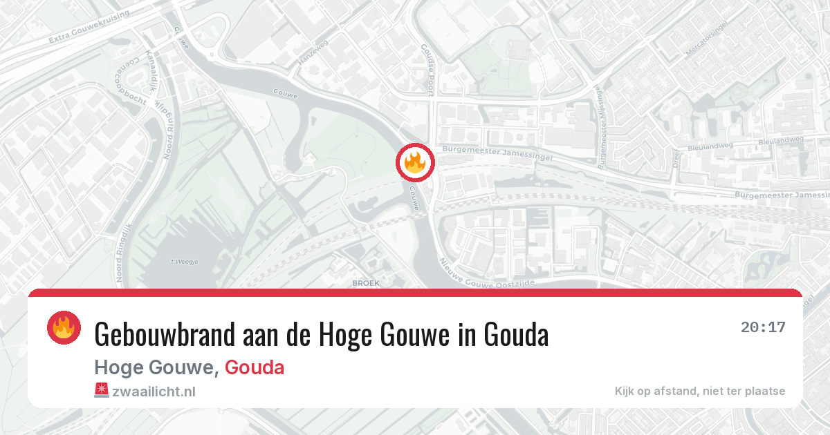 Gebouwbrand aan de Hoge Gouwe in Gouda — 5 jul 2026