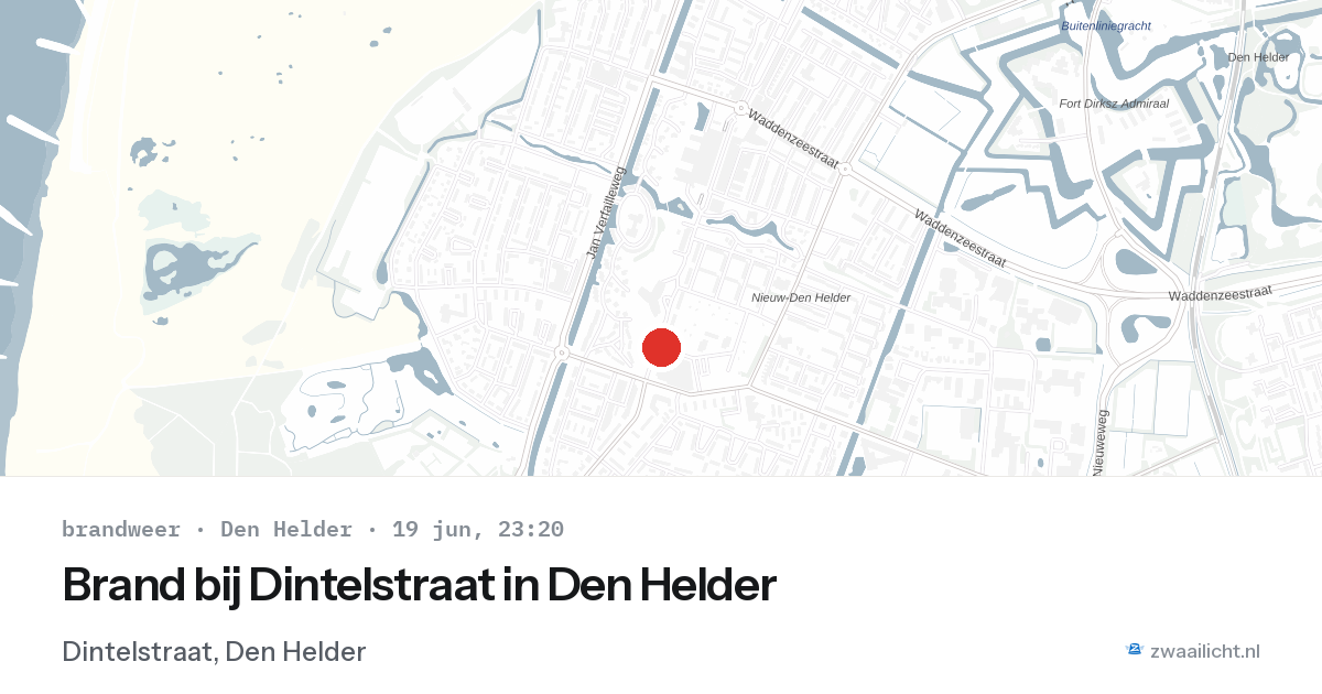 Brand bij Dintelstraat in Den Helder — 19 jun 2026