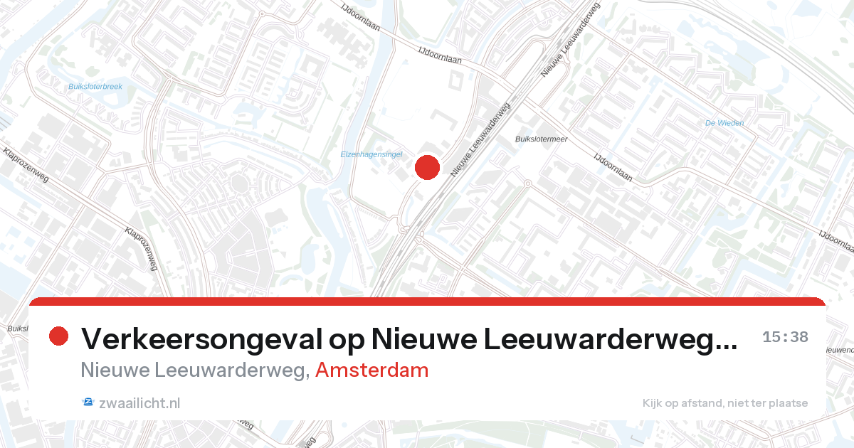 Verkeersongeval op Nieuwe Leeuwarderweg in Amsterdam — 26 aug 2026