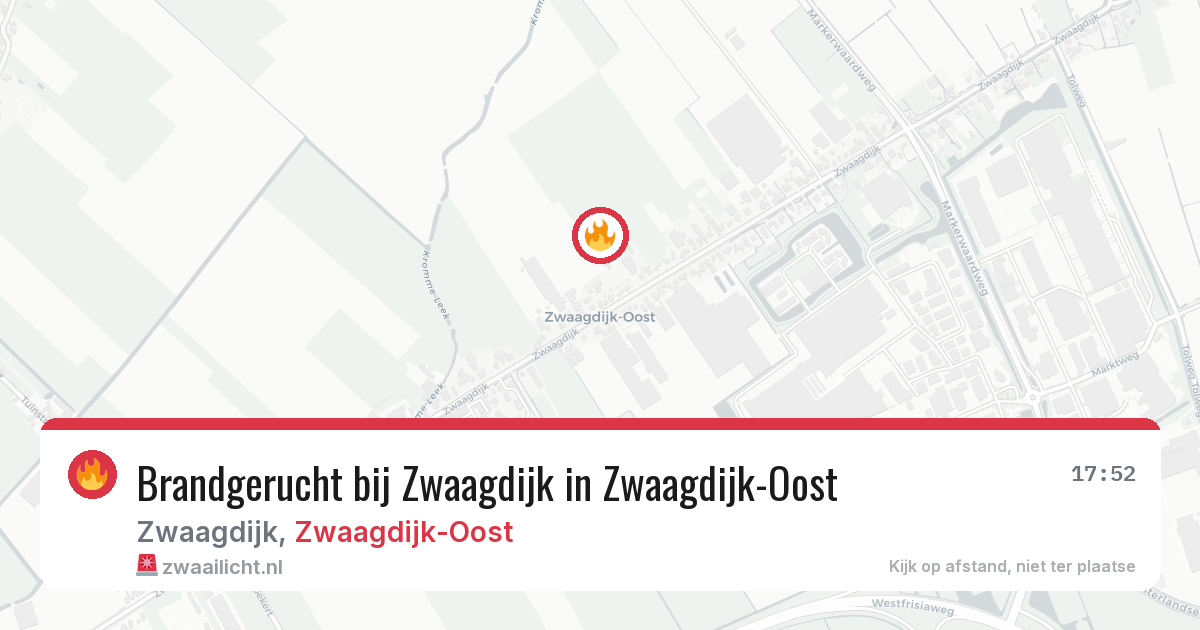 Brandgerucht bij Zwaagdijk in Zwaagdijk-Oost — 19 mrt 2026