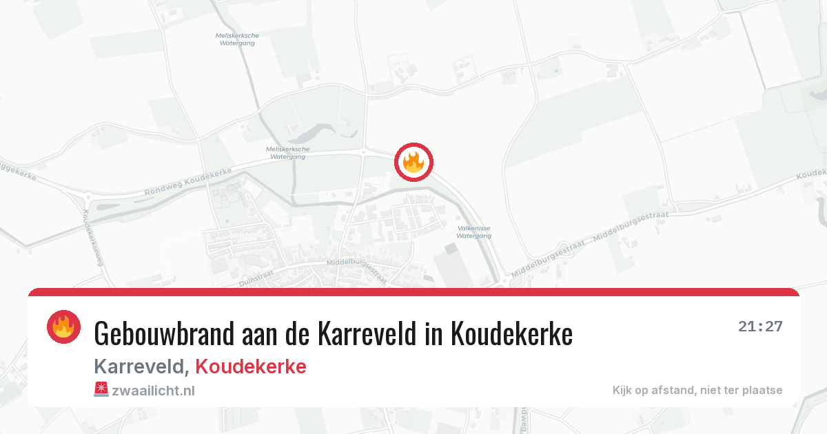 Gebouwbrand aan de Karreveld in Koudekerke — 13 aug 2026