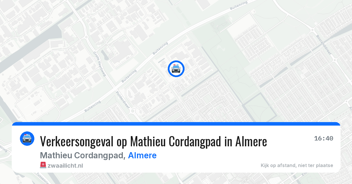 Verkeersongeval op Mathieu Cordangpad in Almere — 6 apr 2026