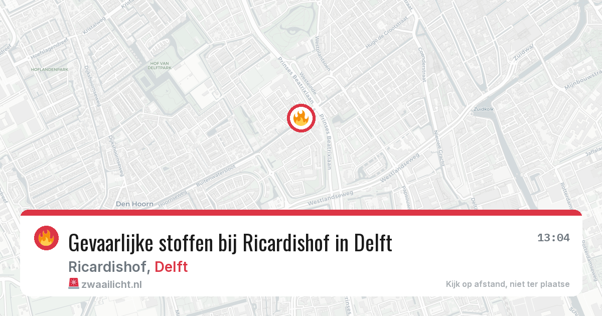 Gevaarlijke stoffen bij Ricardishof in Delft — 12 jul 2026