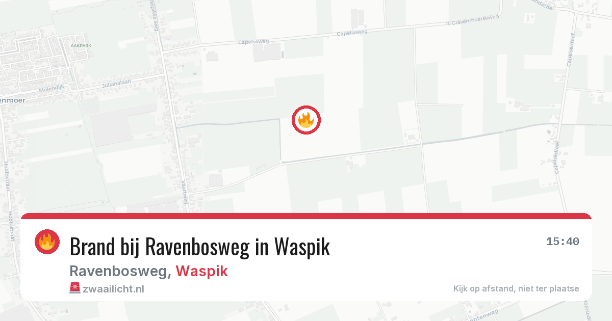 Brand bij Ravenbosweg in Waspik — 13 aug 2026