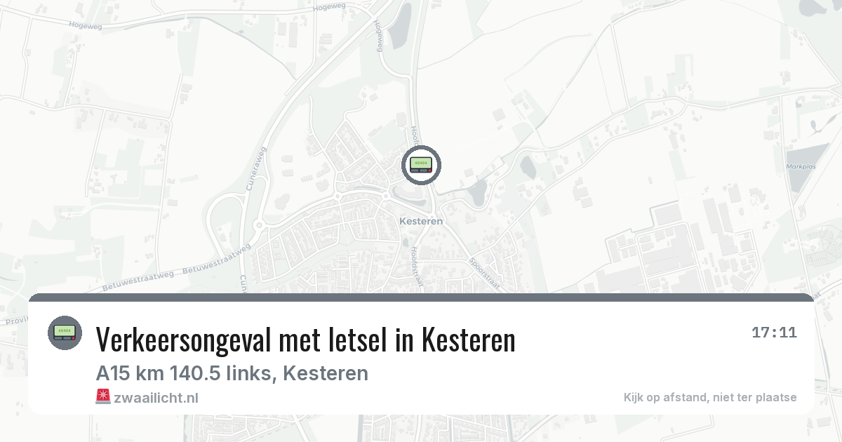 Verkeersongeval met letsel in Kesteren — 21 jun 2026