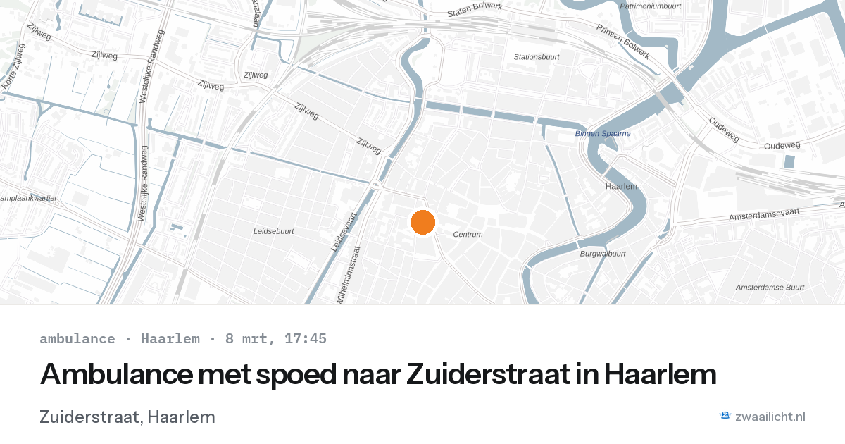 Ambulance met spoed naar Zuiderstraat in Haarlem — 8 mrt 2026