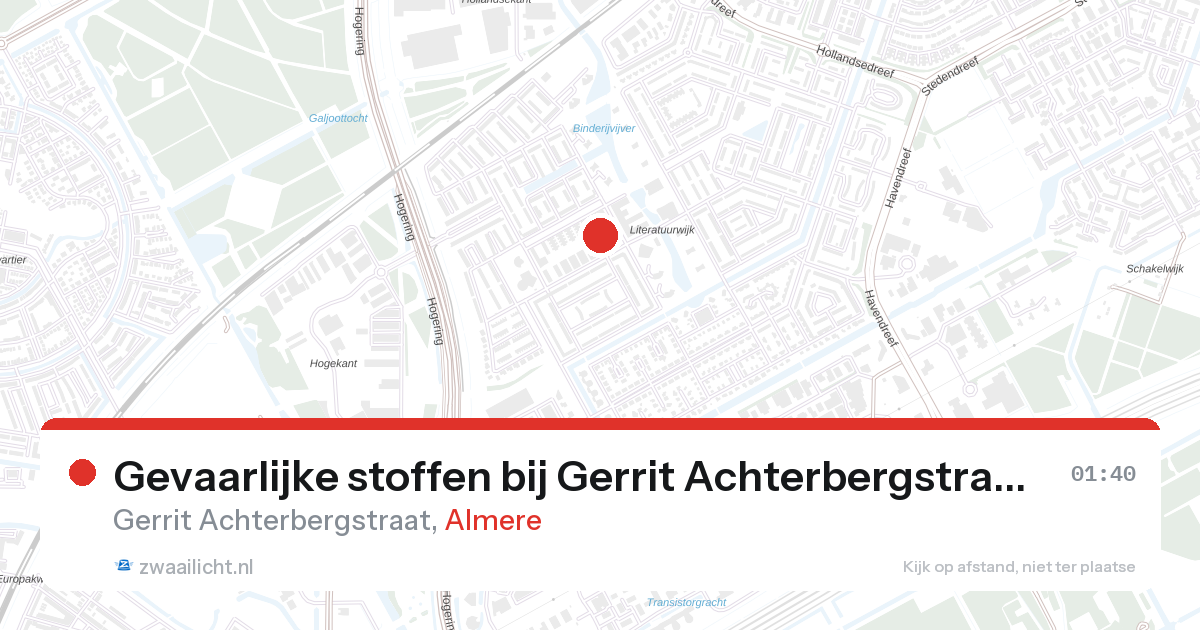 Gevaarlijke stoffen bij Gerrit Achterbergstraat in Almere — 26 aug 2026