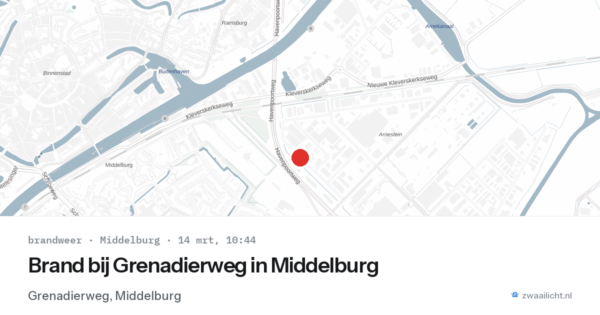 Brand bij Grenadierweg in Middelburg — 14 mrt 2026