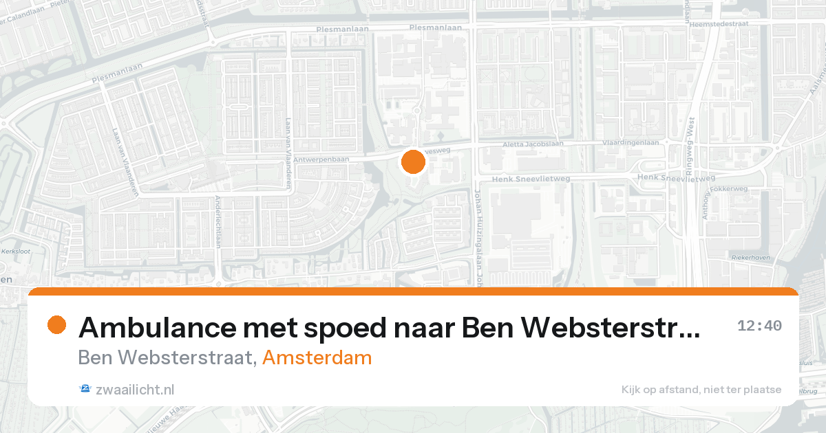 Ambulance met spoed naar Ben Websterstraat in Amsterdam — 25 aug 2026