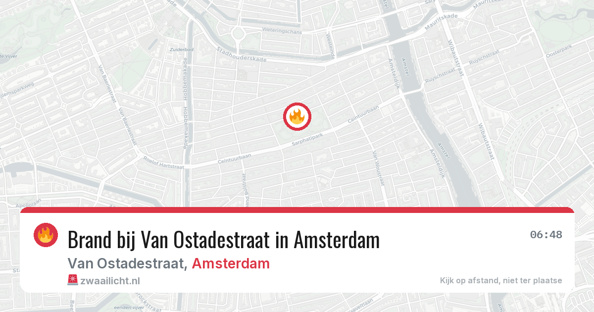 Brand bij Van Ostadestraat in Amsterdam — 8 jul 2026