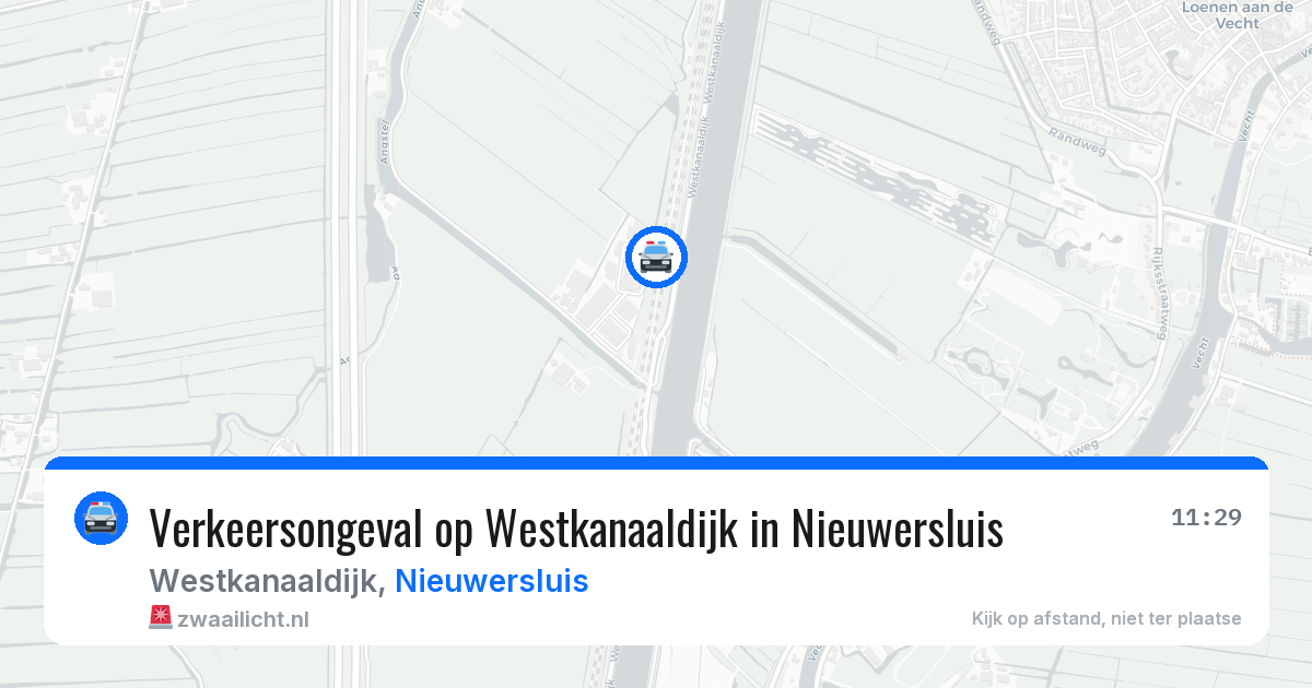 Verkeersongeval op Westkanaaldijk in Nieuwersluis — 9 aug 2026