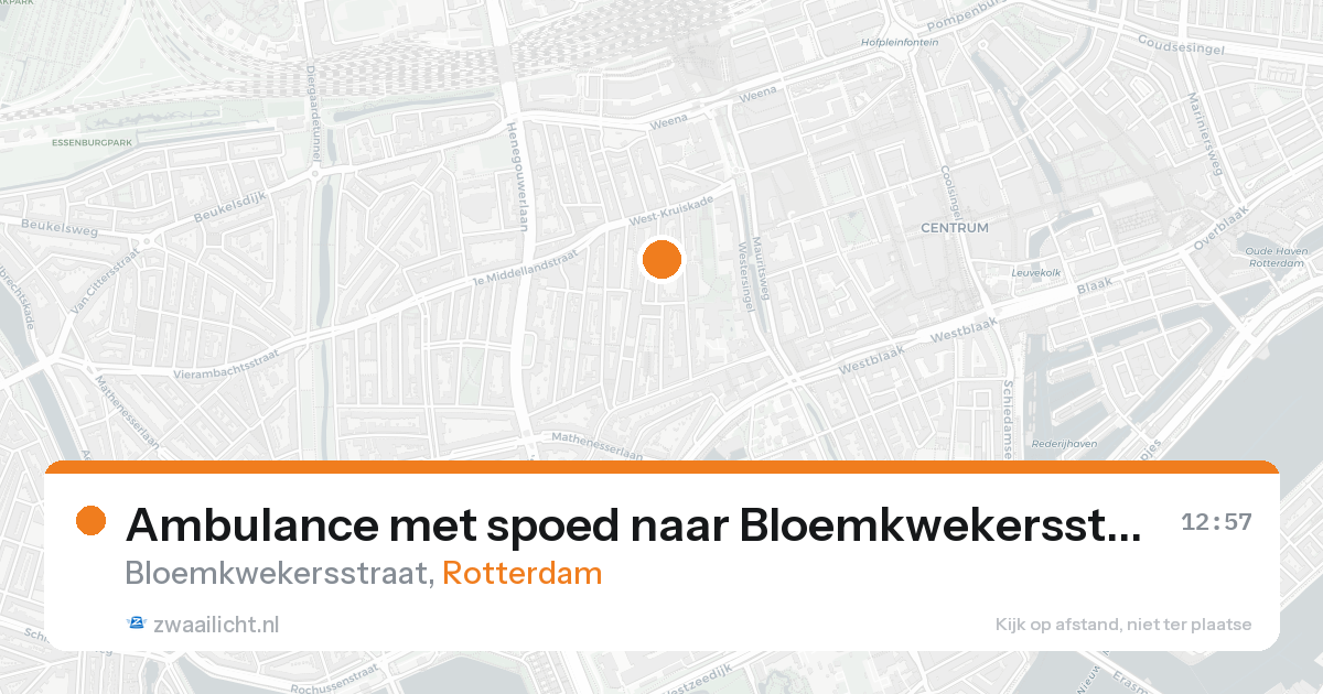 Ambulance met spoed naar Bloemkwekersstraat in Rotterdam — 25 aug 2026