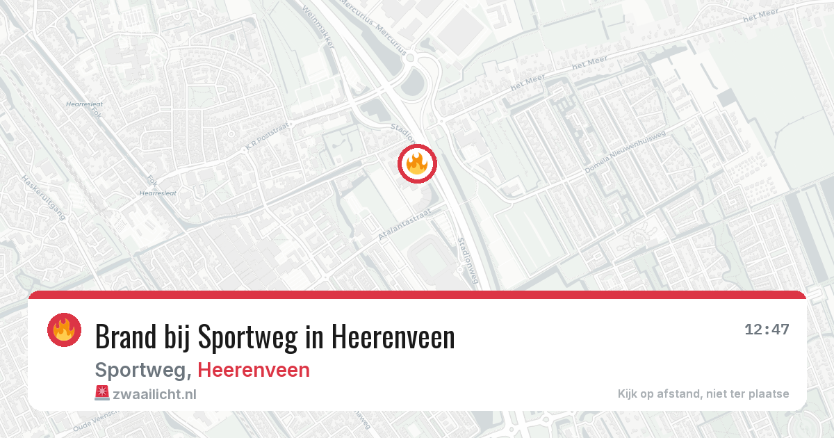 Brand bij Sportweg in Heerenveen — 10 aug 2026