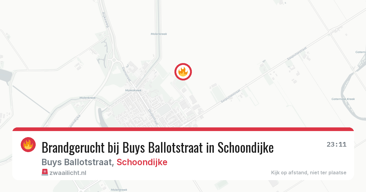 Brandgerucht bij Buys Ballotstraat in Schoondijke — 6 jul 2026