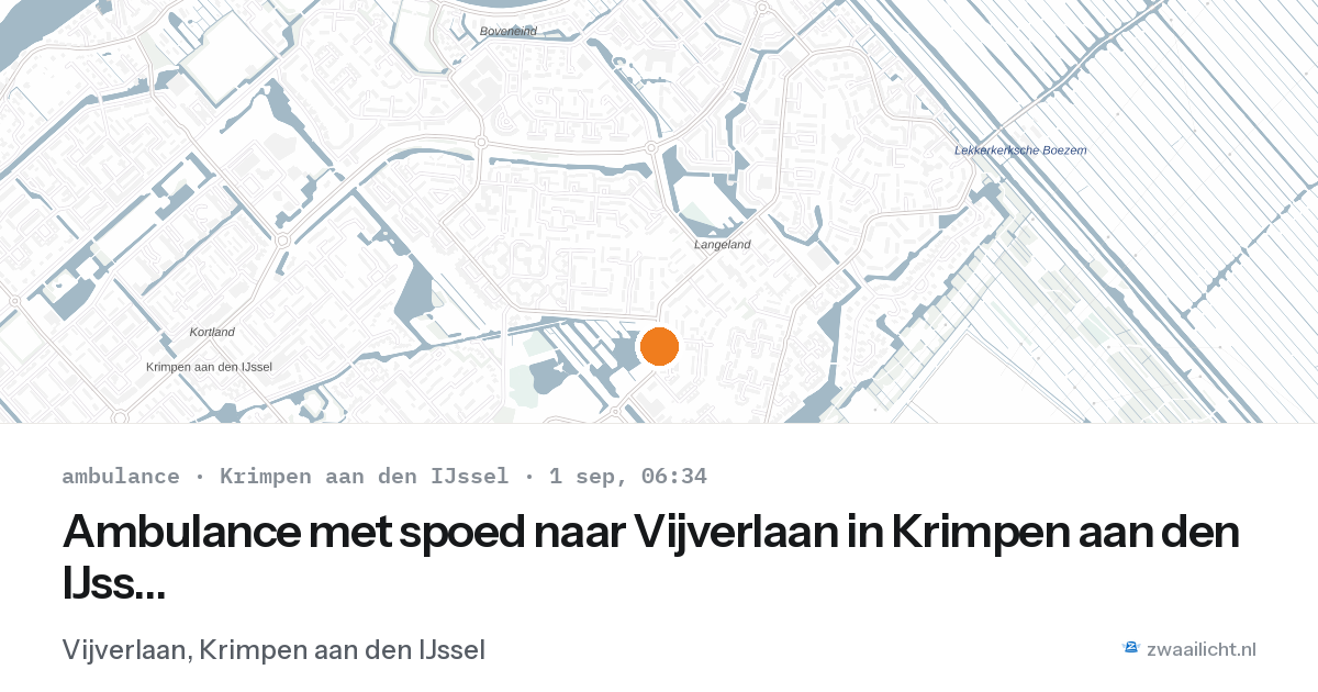 Ambulance met spoed naar Vijverlaan in Krimpen aan den IJssel — 1 sep 2026