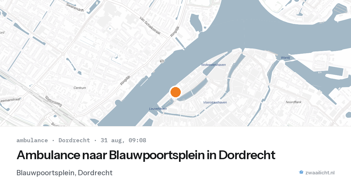 Ambulance naar Blauwpoortsplein in Dordrecht — 31 aug 2026