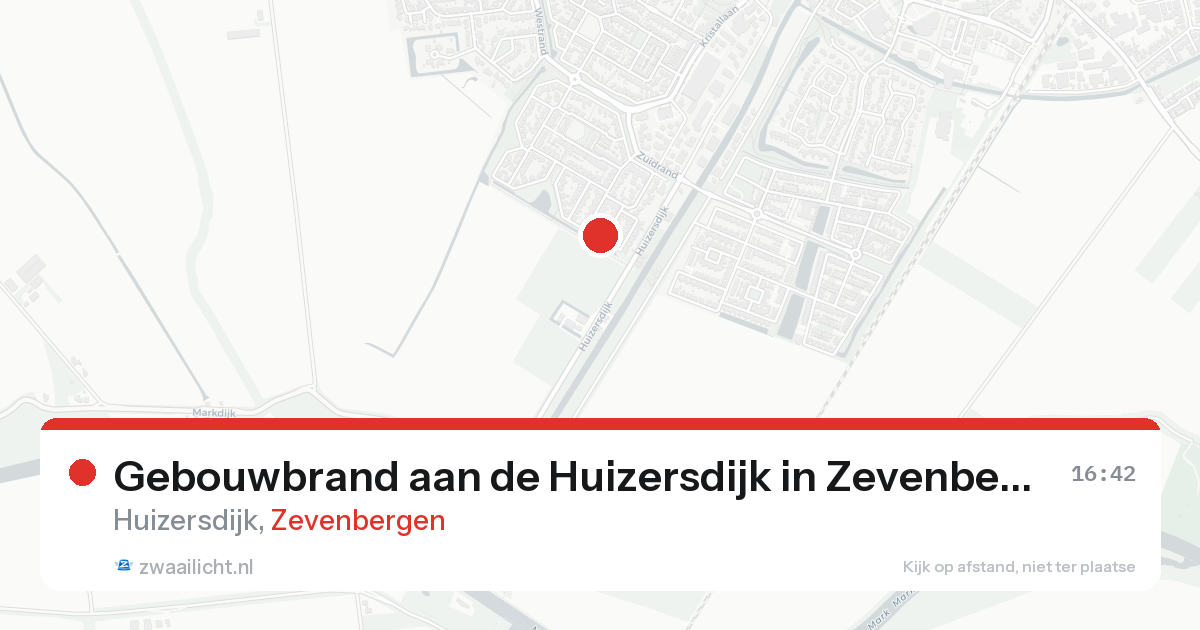 Gebouwbrand aan de Huizersdijk in Zevenbergen — 20 aug 2026