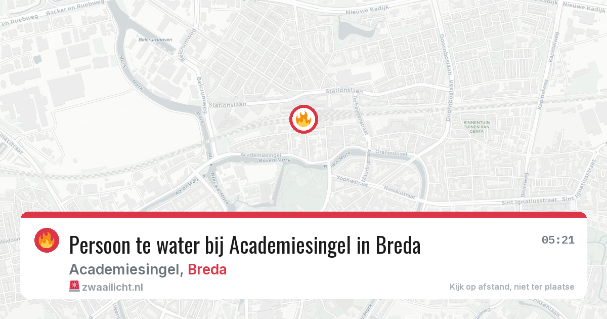 Persoon te water bij Academiesingel in Breda — 22 jul 2026