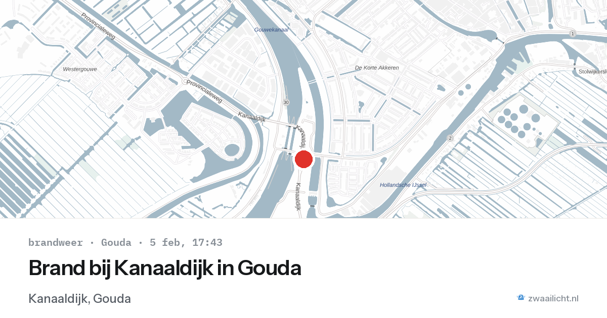 Brand bij Kanaaldijk in Gouda — 5 feb 2026