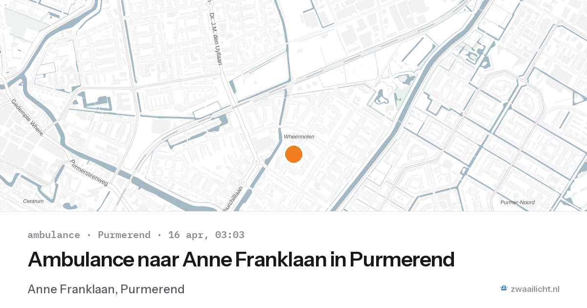 Ambulance naar Anne Franklaan in Purmerend — 16 apr 2026