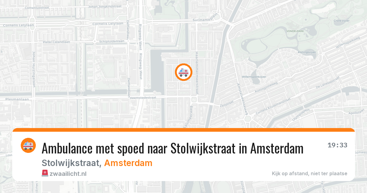 Ambulance met spoed naar Stolwijkstraat in Amsterdam — 20 jun 2026