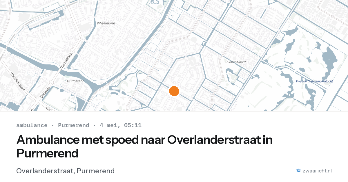 Ambulance met spoed naar Overlanderstraat in Purmerend — 4 mei 2026