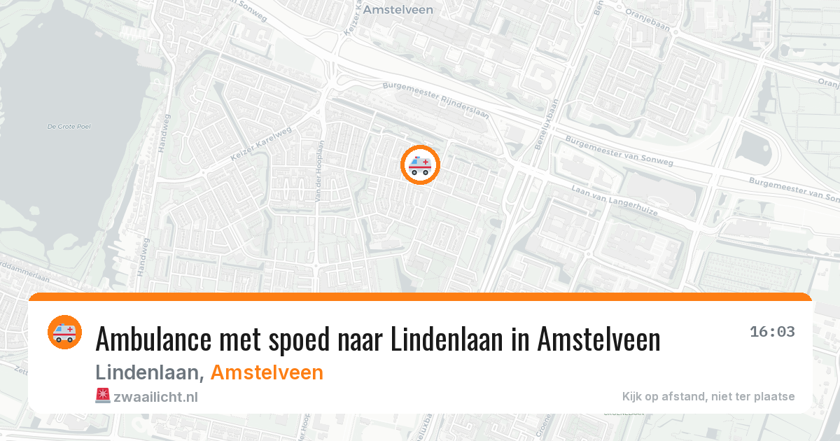 Ambulance met spoed naar Lindenlaan in Amstelveen — 25 mei 2026