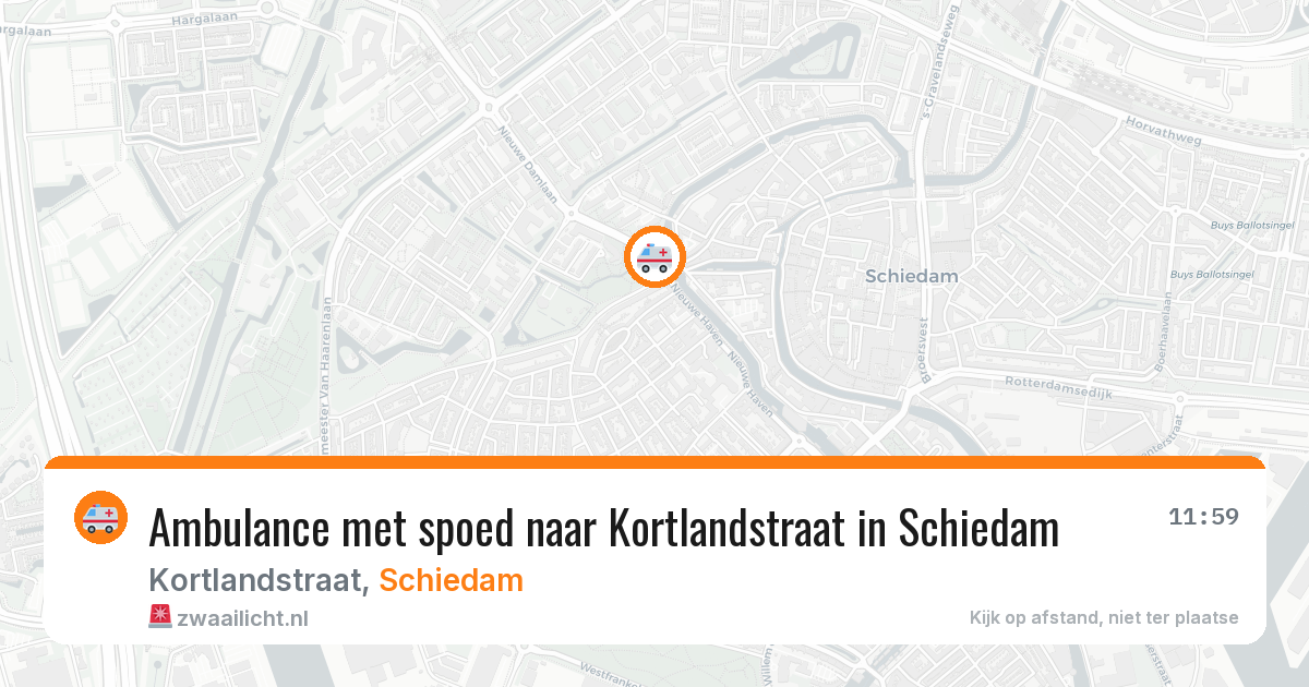Ambulance met spoed naar Kortlandstraat in Schiedam — 1 aug 2026