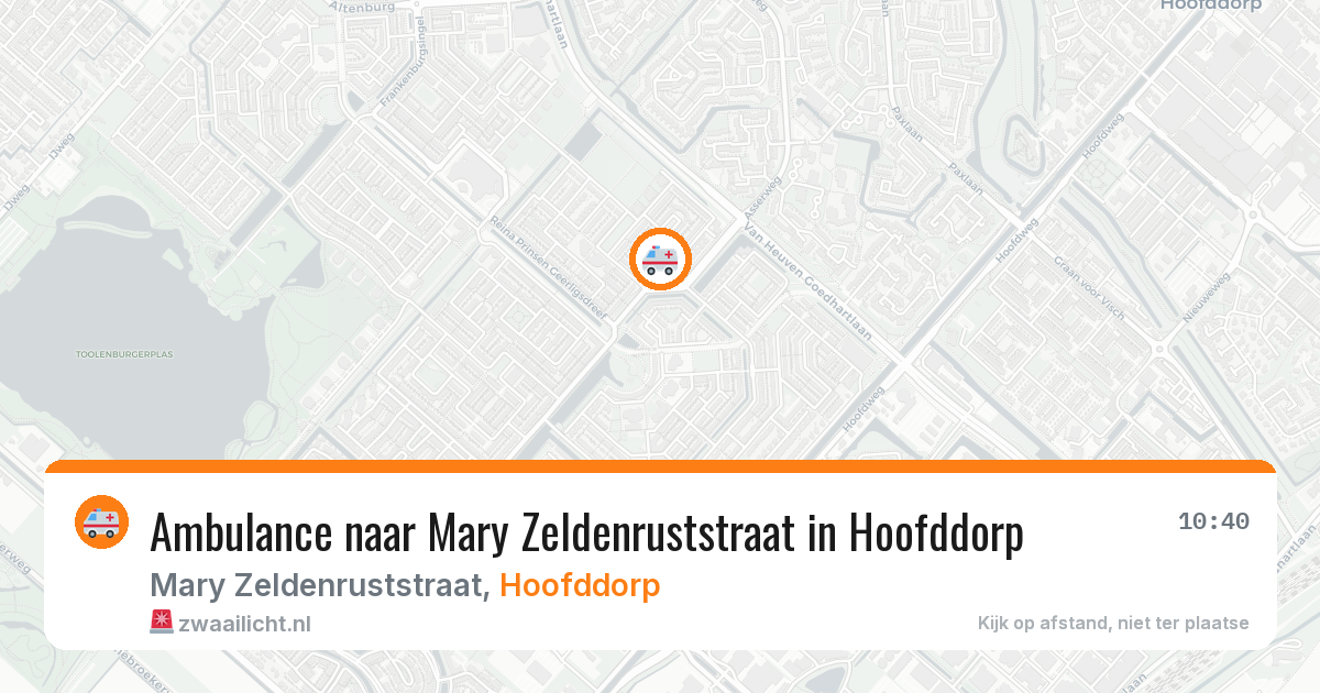 Ambulance naar Mary Zeldenruststraat in Hoofddorp — 9 aug 2026