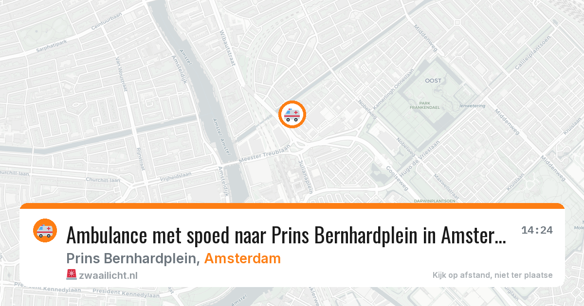 Ambulance met spoed naar Prins Bernhardplein in Amsterdam — 14 mrt 2026