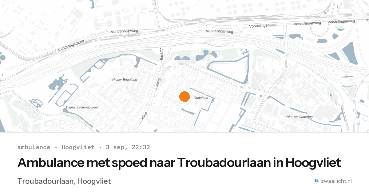 Ambulance met spoed naar Troubadourlaan in Hoogvliet — 3 sep 2026